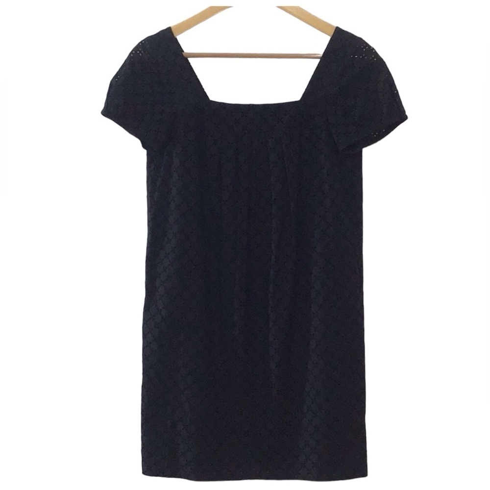 Vince Black Boho Eyelet Tunic Mini Shift Dress Size 2